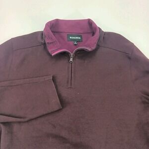 Men's Bonobos Slim Fit Quarter Zip Pullover Sweatshirt Plum RN128054